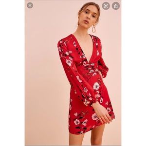 Keepsake LONG SLEEVE DRESS scarlet red bloom